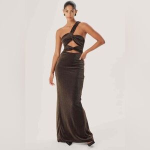 Ronny Kobo Abel Shimmer Cut-Out Gown